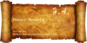 Hencz Arnold névjegykártya
